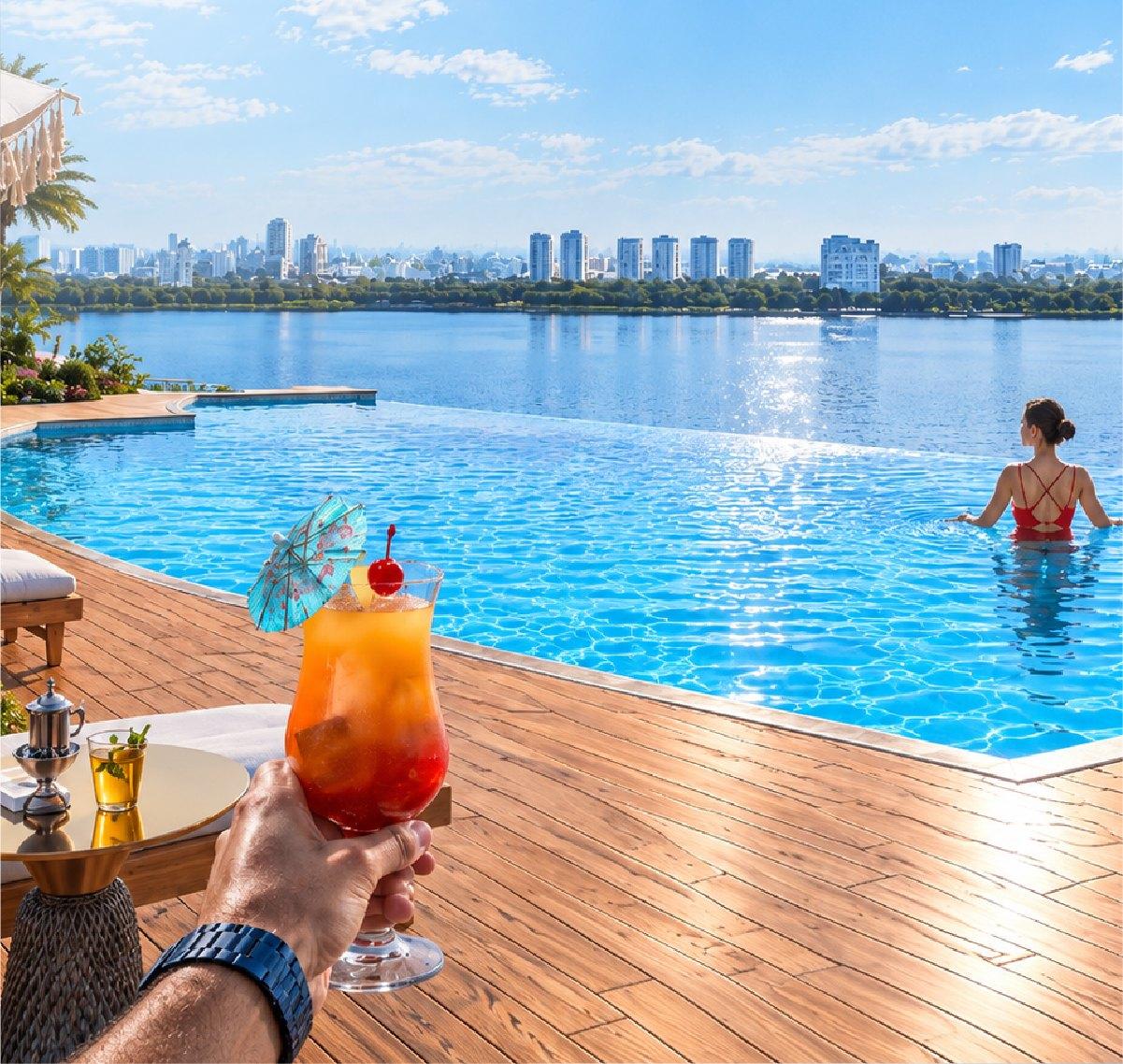 Resort-style pool on the podium