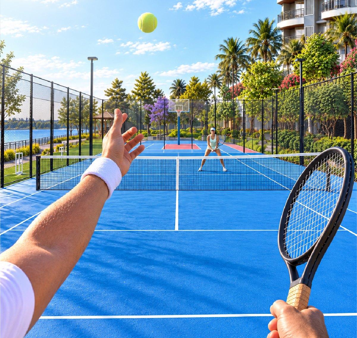 Tennis courts on the promenade